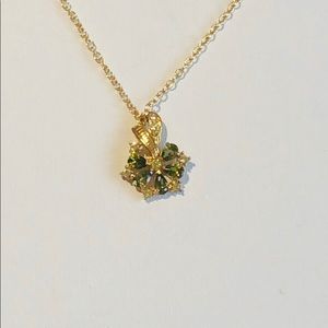 Green Crystal Gold Tone Necklace